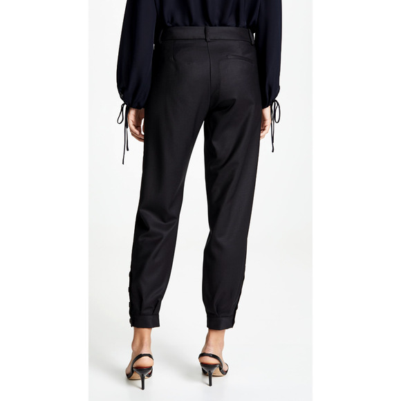 NWT! Nili Lotan 8 Slouchy Silky Bertina Pants $395 Pockets Ankle Buttons Black - Picture 5 of 9